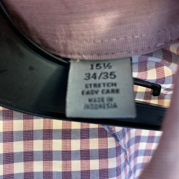 Kenneth Cole Reaction Slim Fit Shirt Purple Plaid Check - Men’s 15 1/2 34/35 Med - Picture 5 of 6